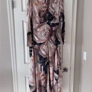 Aknvas Floral Long Sleeve Dress - Pink and Black